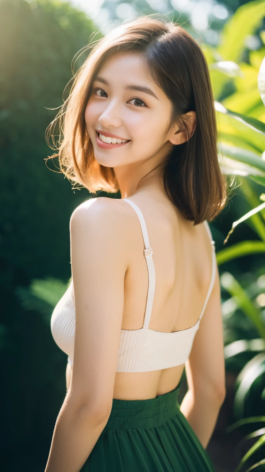 ((top-quality、8K、masterpiece:1.3))、sharp:1.2、Perfect Body Beauty:1.4、Slim abs:1.2、Big、((White bra:1.3))、(Basketball court background:1.2)、Beautiful face、Wavy Hair、Highly detailed facial and skin texture、A detailed eye、Happy smile