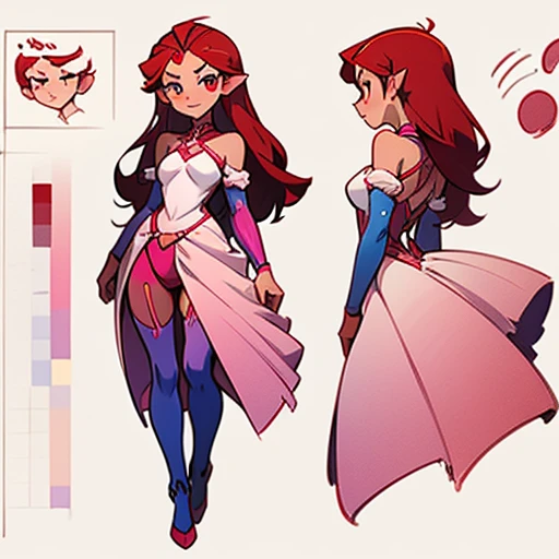 A girl with deep red hair, with a bright and striking tone.
- Her hair is short and slightly wavy, reaching just above her shoulders.
- She wears straight bangs that cover her forehead and mix with longer strands on the sides of her face, framing it softly.
- with a pair of longer strands sticking out at the height of her ears, adding a youthful touch to her style.
- Her face has a slightly rounded shape, with soft cheeks and a youthful air.
- Suletta has brown and pink skin, which stands out with her red hair.
- Her eyes are large and golden in color, with a warm and expressive glow that reflects her innocence and kindness.
- Her eyebrows are thin and a similar tone to her hair, gently arched, giving her a generally friendly and slightly shy expression.
- Her nose is small and slightly upturned.
- Her lips are thin and a soft pink tone, with a natural curve that suggests a subtle smile.
Her build is slim but with a slightly more robust build with soft curves that give her a more youthful air but with wide hips.
- Her posture is usually a little more relaxed and less rigid, sometimes reflecting nervousness or shyness..
Dressed in White with blue, red and yellow highlights erotic latex Lingerie and with Technological elements
(((character sheet))) ((various views)) ((front and back) (full body)