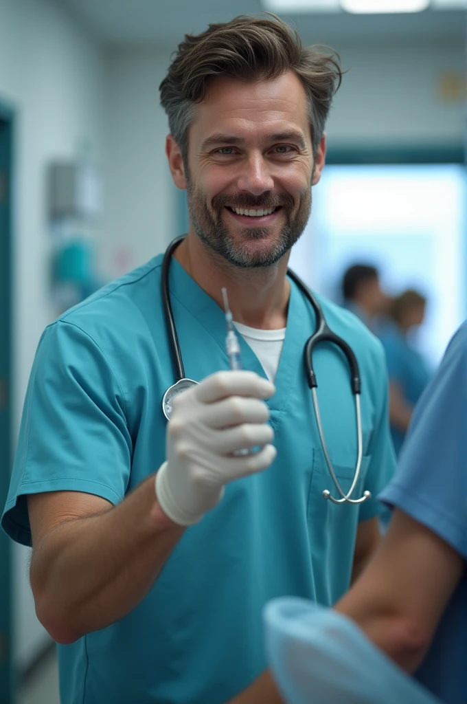 Male nurse with syringe
