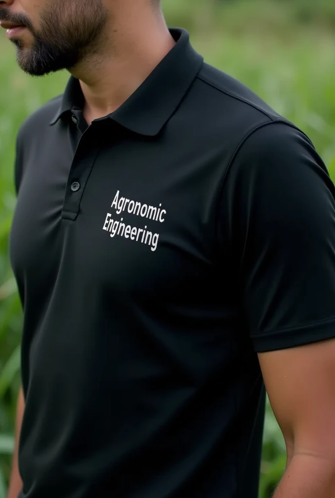 Agronomic engineering shirt, black polo collar with the name agronomic engineering in white