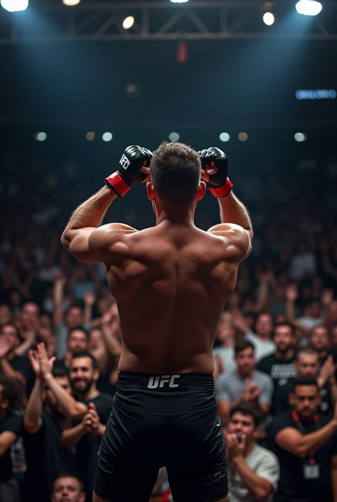 A UFC fighter seeing in person the audience cheering for him