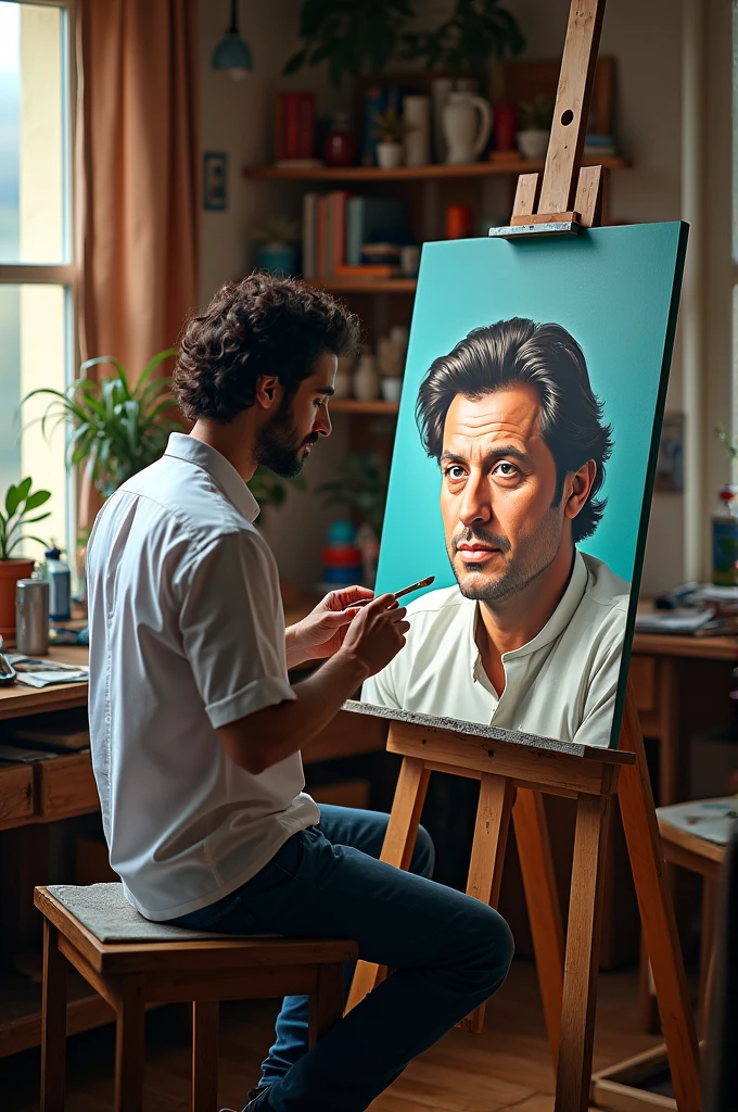 A Guy Painting Imran Khan Picture. The name is Abdullah Khilji 