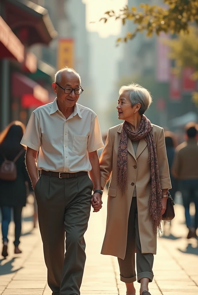 Couple、Embrace each other、Uncle with glasses、Bearded old man、Beauty、smile、bald