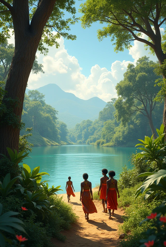 In the heart of a vibrant African kingdom, nestled between lush forests and the sparkling waters of a great lake,