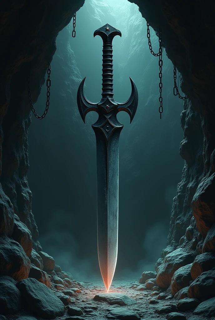 Sickle is sealed with chains in a cave.