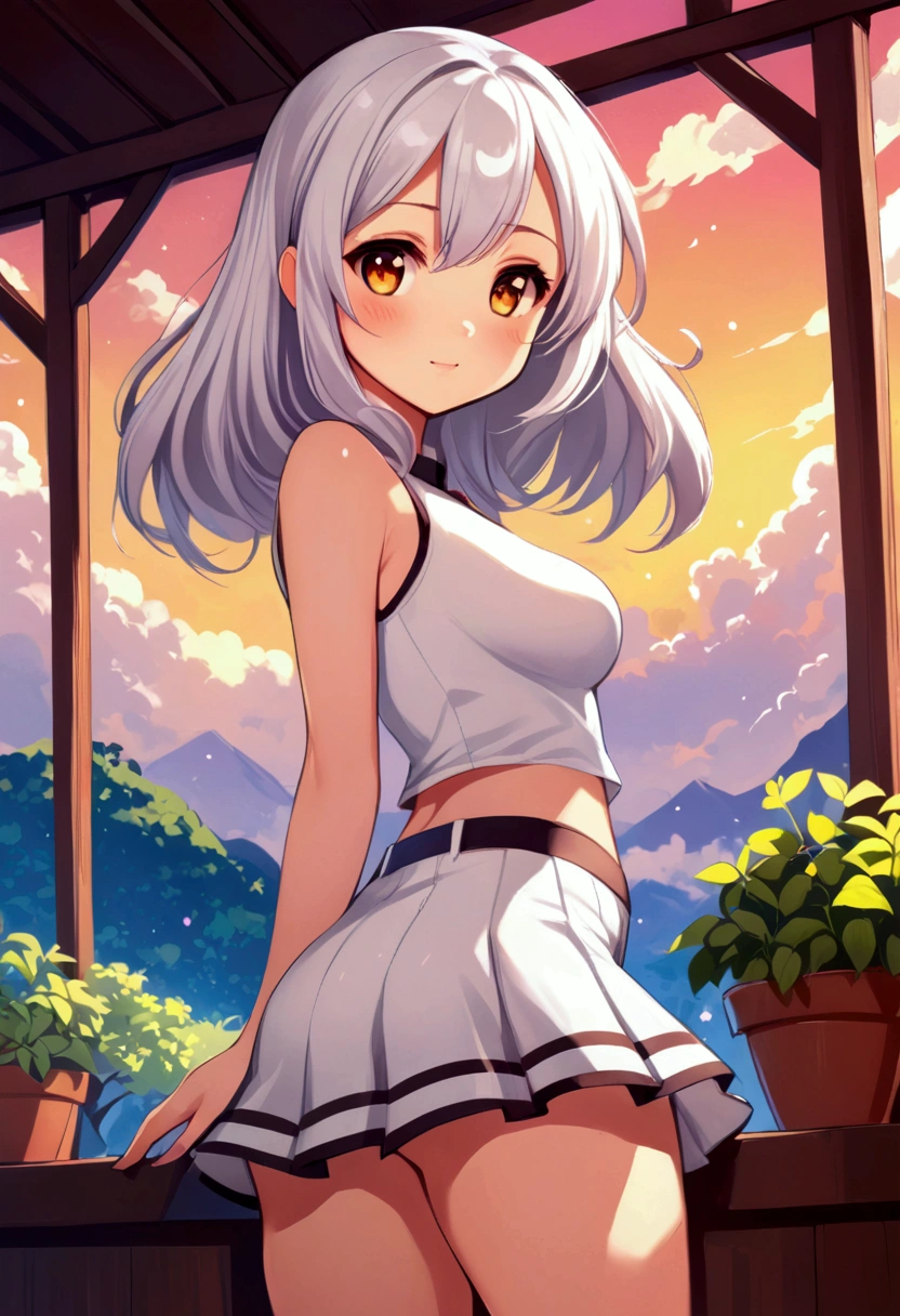 Character design idea,Anime girl cute,perfect body,bwhite skirt,big ass,cute,hot