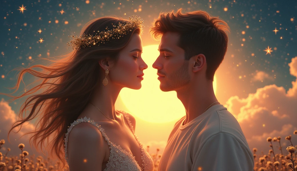 "In your eyes, I see the stars,
In your smile, the morning light.
With your music, my heart soars,
Together, we take flight."
