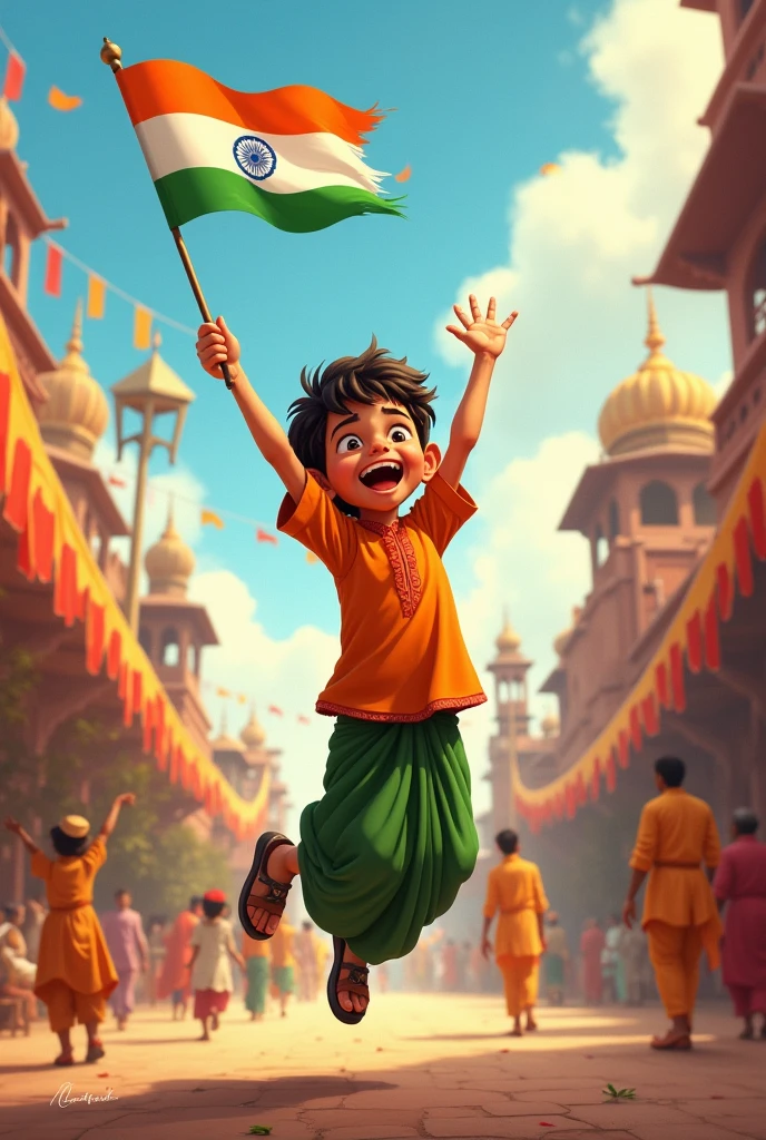 Young Boy celebrating the Independence day In India name Mohim