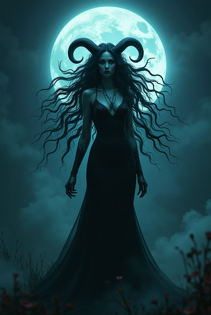 Medusa, night full moon