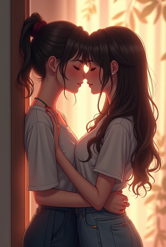 Two girls kissing 