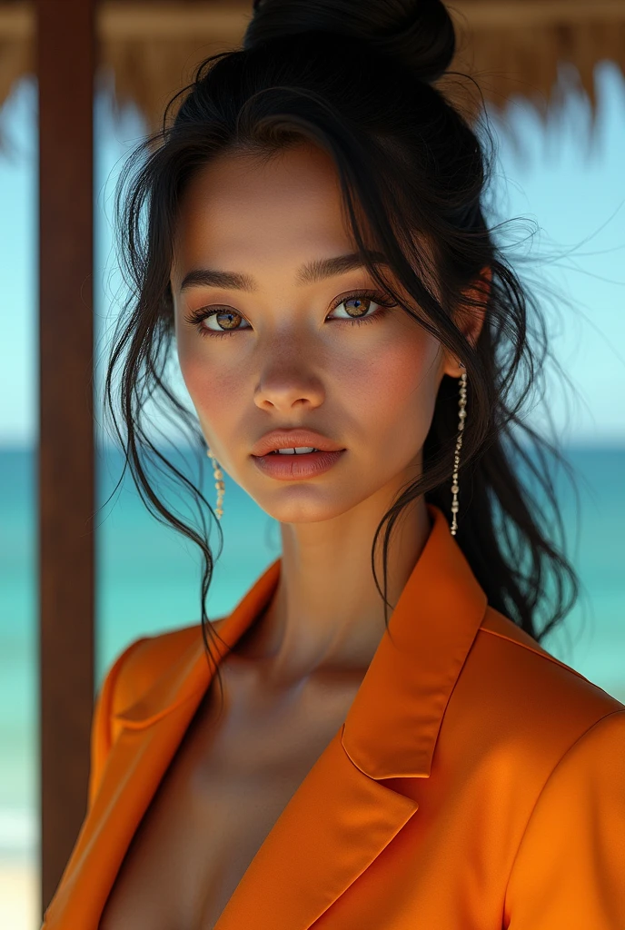 (Best Quality, 4K, 8K, High Resolution, Masterpiece: 1.2), (Super Detailed, Realistic, Photorealistic:1.37)A captivating young girl, donning a striking ensemble of red and blue, stands before a window with an air of toughness and determination. Her enchanting eyes are exquisitely detailed, capturing every glimmer and depth, while her lips boast a meticulous beauty that is both captivating and alluring. The level of detail extends to her entire face, each contour and feature meticulously rendered to perfection, creating a sense of hyper-realism that draws the viewer in.
The girl's attire, reminiscent of oil painting art, is a work of art in itself. The fabric, skillfully crafted to resemble vibrant brushstrokes, adds a touch of dynamism to her overall appearance. It is a true reflection of the artist's talent, showcasing a mastery, (NSFW:1.5), Chignon hairstyle, beautiful nipples, 1 beautiful woman, photorealistic, ultra detailed, high resolution, 8K wallpaper, light brown hair, South Sea beach, sexy and bold swimsuit, cute big ass, sharp focus, perfect dynamic composition, realistic and finely drawn beautiful eyes, finely drawn hair, fine and realistic skin texture, smiling, close-up portrait, model body shape, (Representative Works: 1.3), (8k, photorealistic, raw photos, Highest image quality: 1.4), (30 years old mature woman),small face, beautiful face, (realistic face),no makeup、natural makeup、light makeup、 (Dark brown, short hair: 1.3), beautiful hairstyle, realistic eyes, beautiful detailed eyes, (Photorealistic skin), beautiful skin, (sweater),、Bust B Cup、 disorganized, Charm, 超High definition, Super realistic, High definition, golden ratio, FF Tifa、,sunny day beach background,