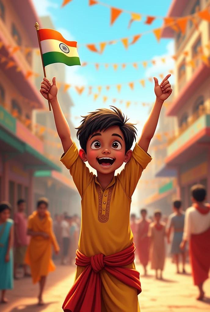 Elder boy celebrating the Independence day In India 
Boy name 'Mohim'