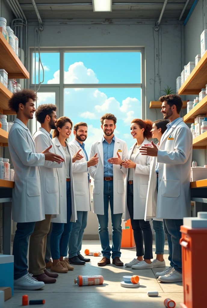 Image representing a young working group of a pharmacy that is being rebuilt