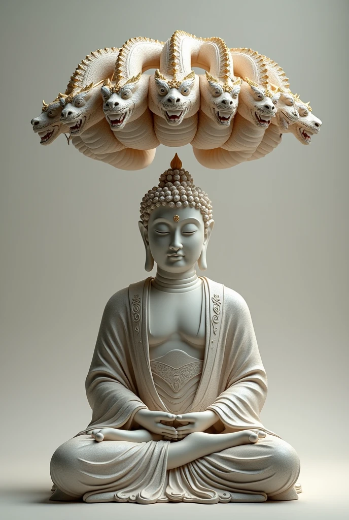 3d ai image of blessing buddha ,five joined headed naag over his head
