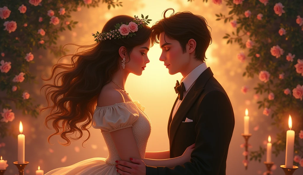 A most handsome touching on his head looking stressed out but a beautiful maid comforting him beside him