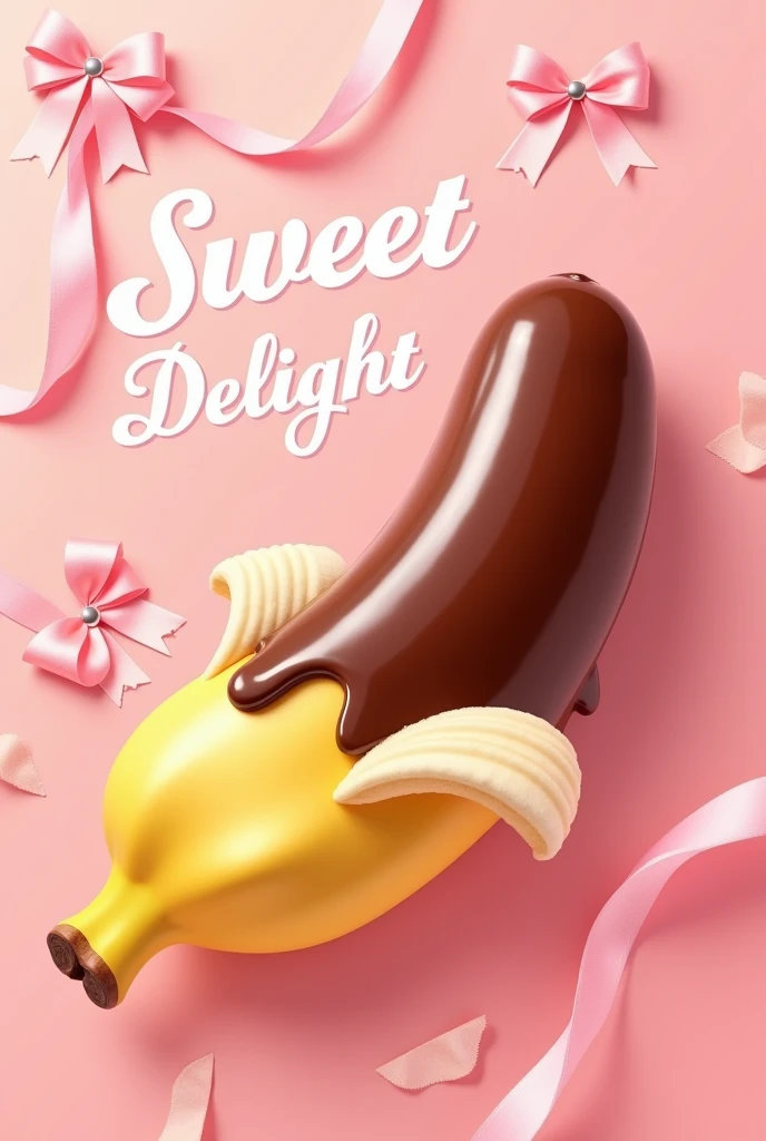 chocobanana advertising with the pink title of sweet delight and pink and sweet bows