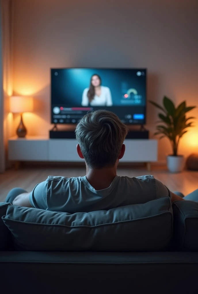 A man using sound bar listening music on YouTube 