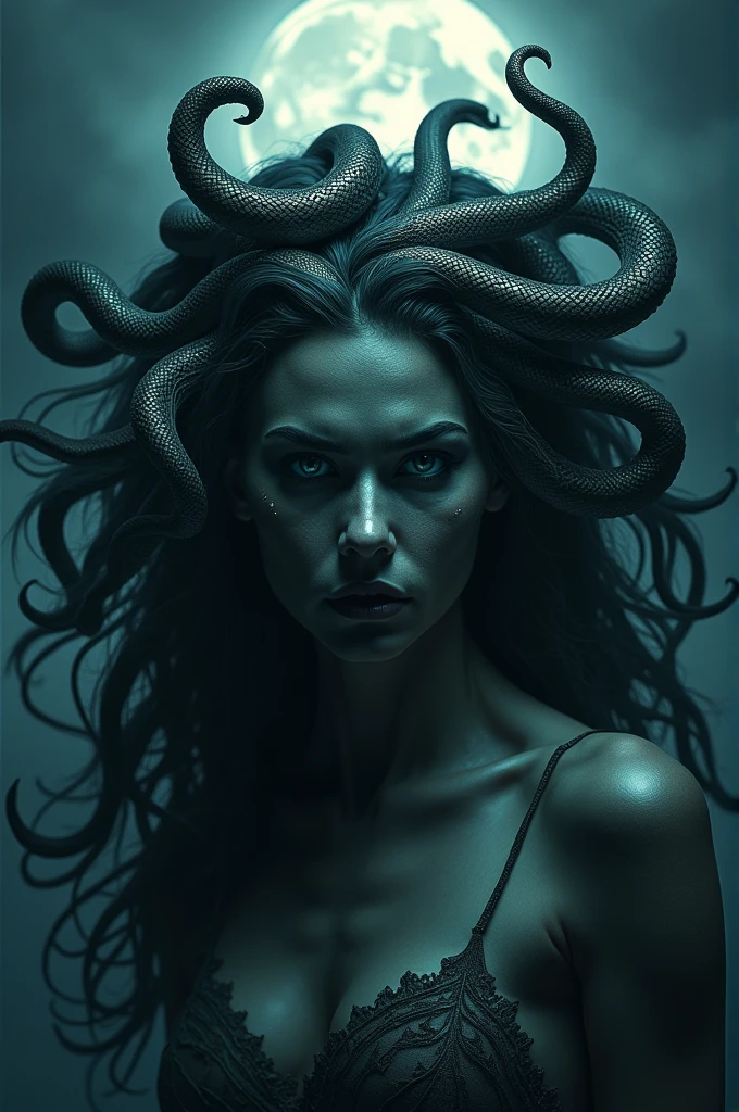 Medusa, night full moon