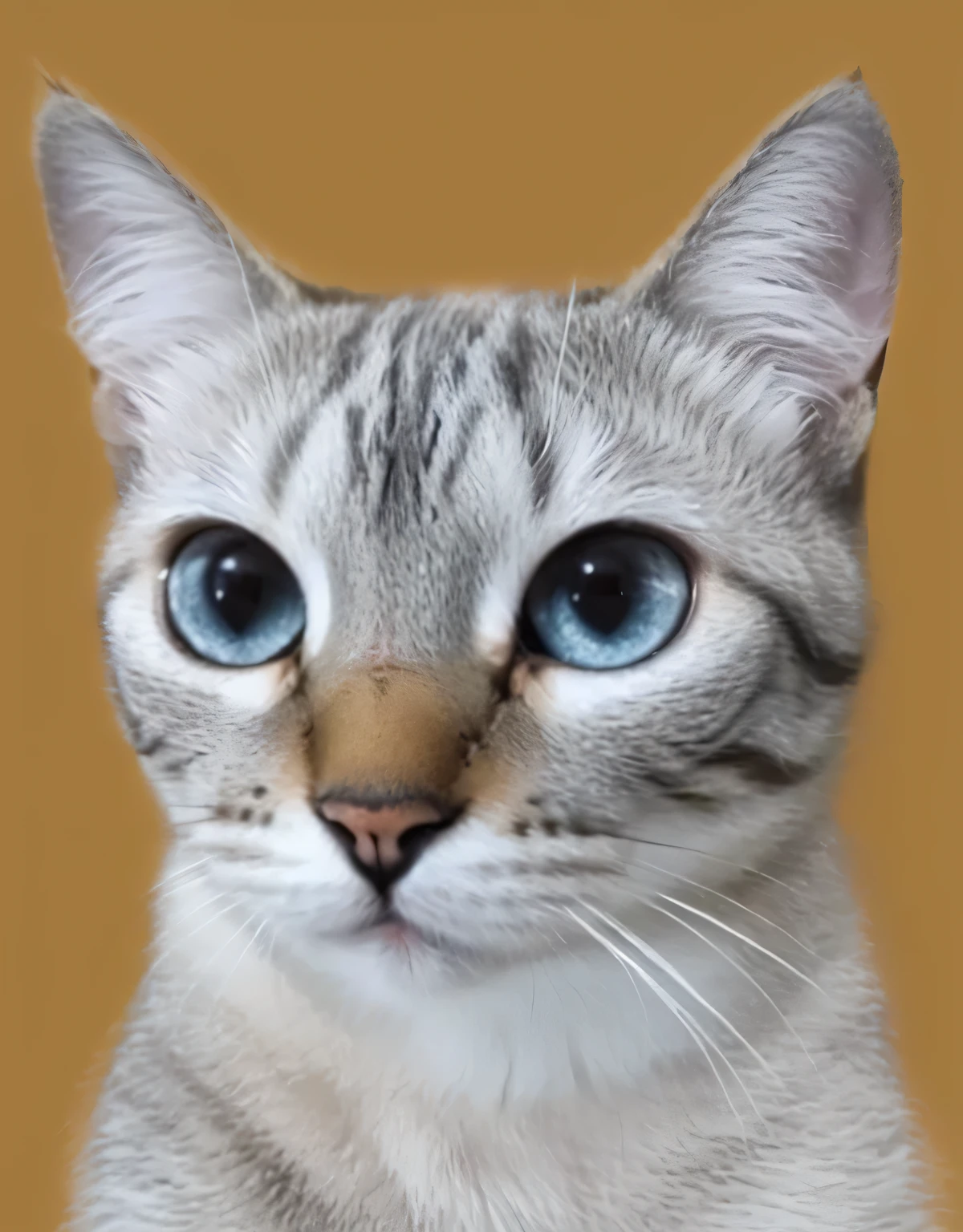 a very cute cat, hair drawn like cartoons, Perfectly drawn Eyes, eyes like a cartoon, gorgeous eyes, perfects eyes, She is very happy, She is smiling, the image is very detailed