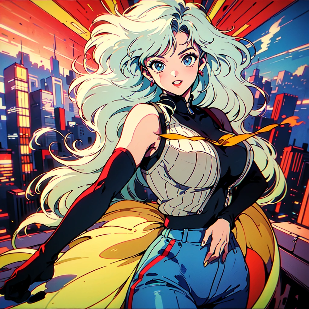 (80's, Retro, City Pop Poster:1.5), (Album cover), (masterpiece, Highest quality), (anime, figure),
Best Photo Poses, Dynamic Angle, Cowboy Shot, blonde Russian girl, 19 years old, Large Breasts, Wide Hips, Perky ass, Round ass,
girl, alone, smile, A perfect eye for detail, Delicate face, blue eyes,
High Fashion,