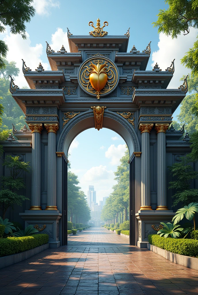 Main gate with the Mangosteen fruit logo, Purworejo name