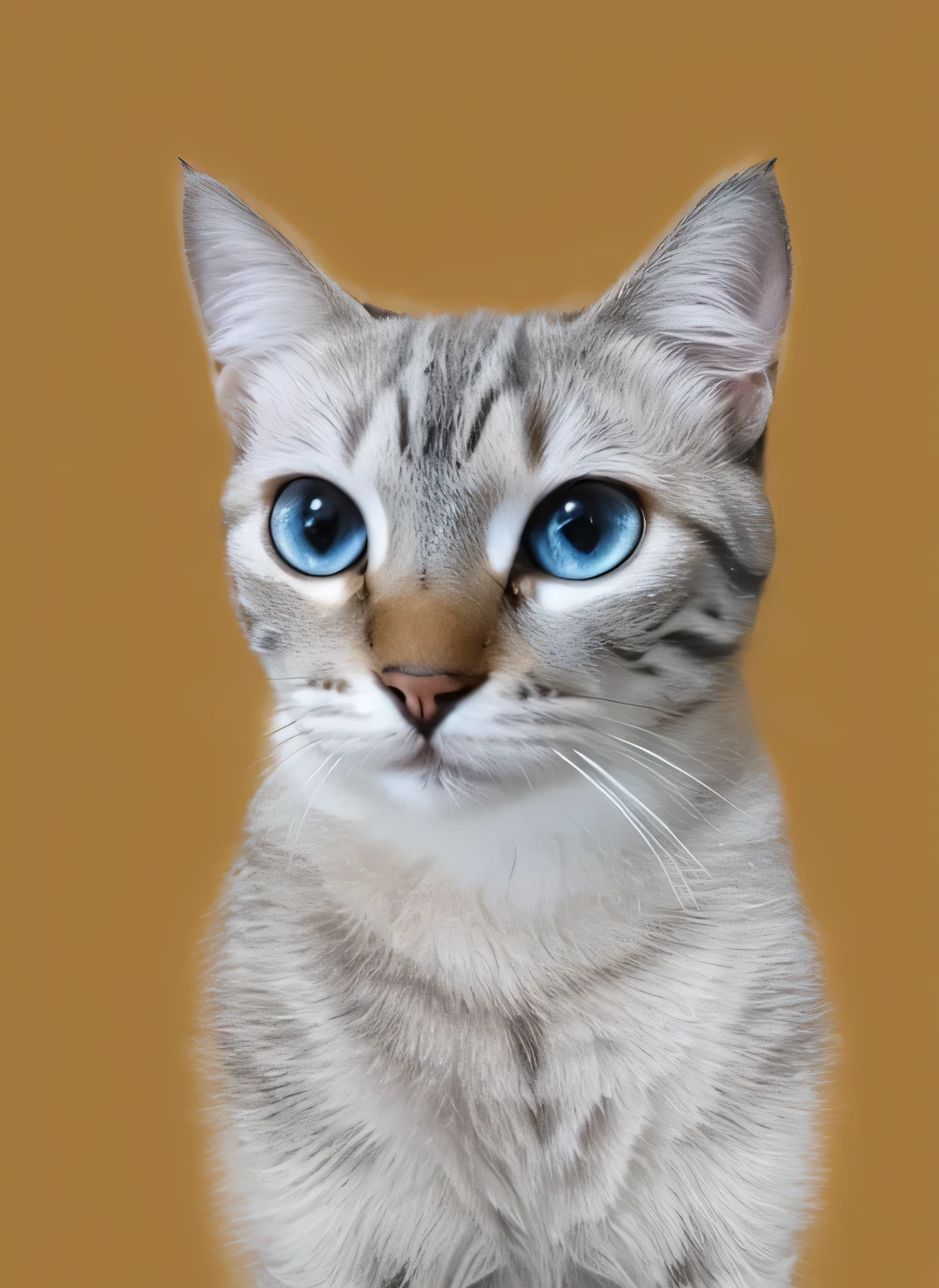 a very cute cat, hair drawn like cartoons, Perfectly drawn Eyes, eyes like a cartoon, gorgeous eyes, perfects eyes, She is very happy, She is smiling, the image is very detailed