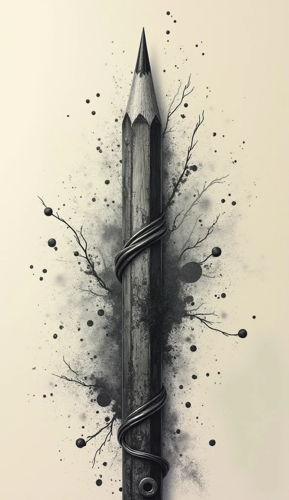 Edgy pencil power tool drawnings background with grunge elements, oil spots