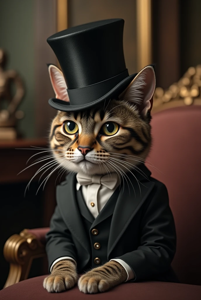 Cat gentleman Top hat deformation sit