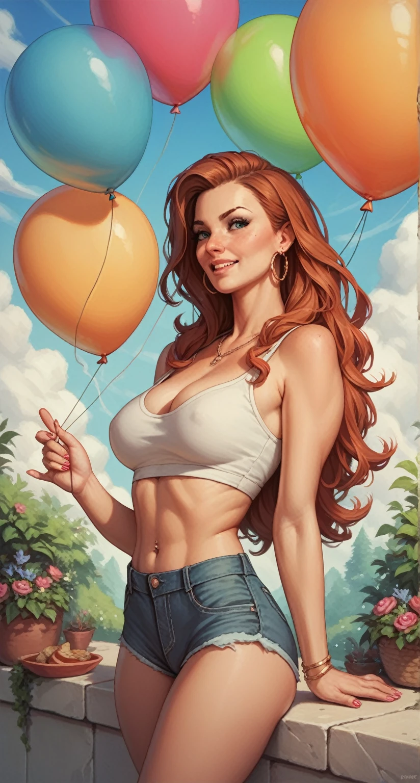 adult woman huge balloons