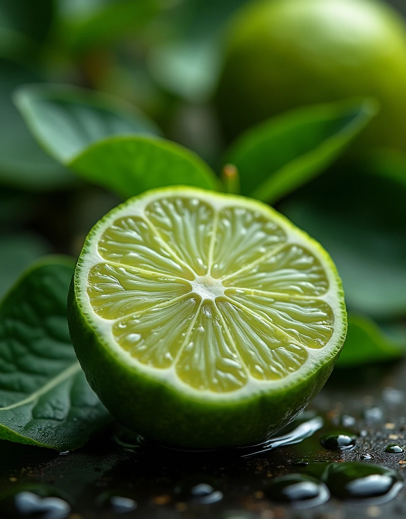 beautiful wild nature with lime slices, and little drops of water