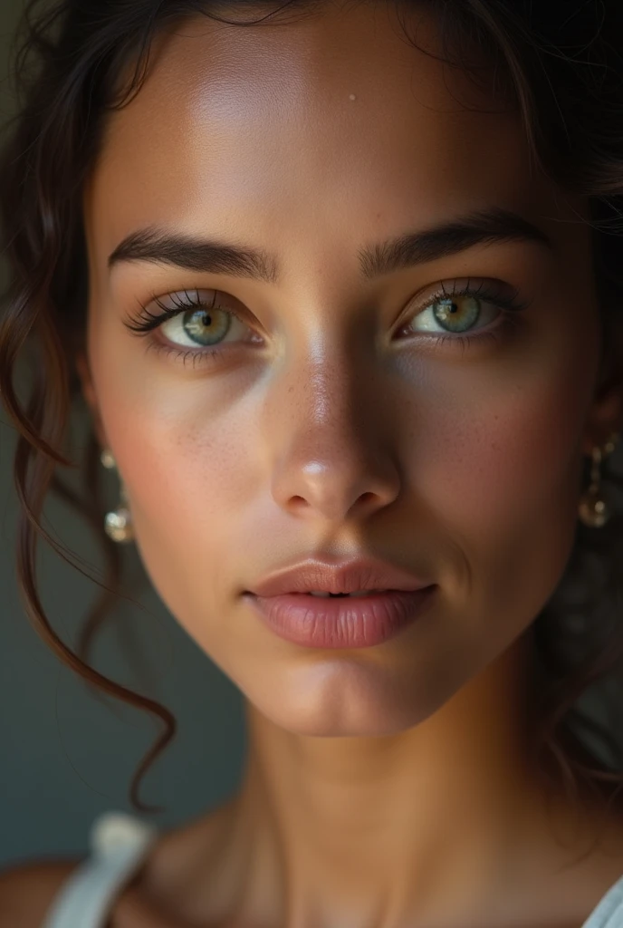 ((Best quality, 8k, Masterpiece :1.3)), upper bod y, Sharp focus :1.2, Beautiful woman with perfe ct figure, Highly detailed facial and skin textur e, Detailed eyes, Double evelids, Interior view, f erpect lighting, Glowing skin,