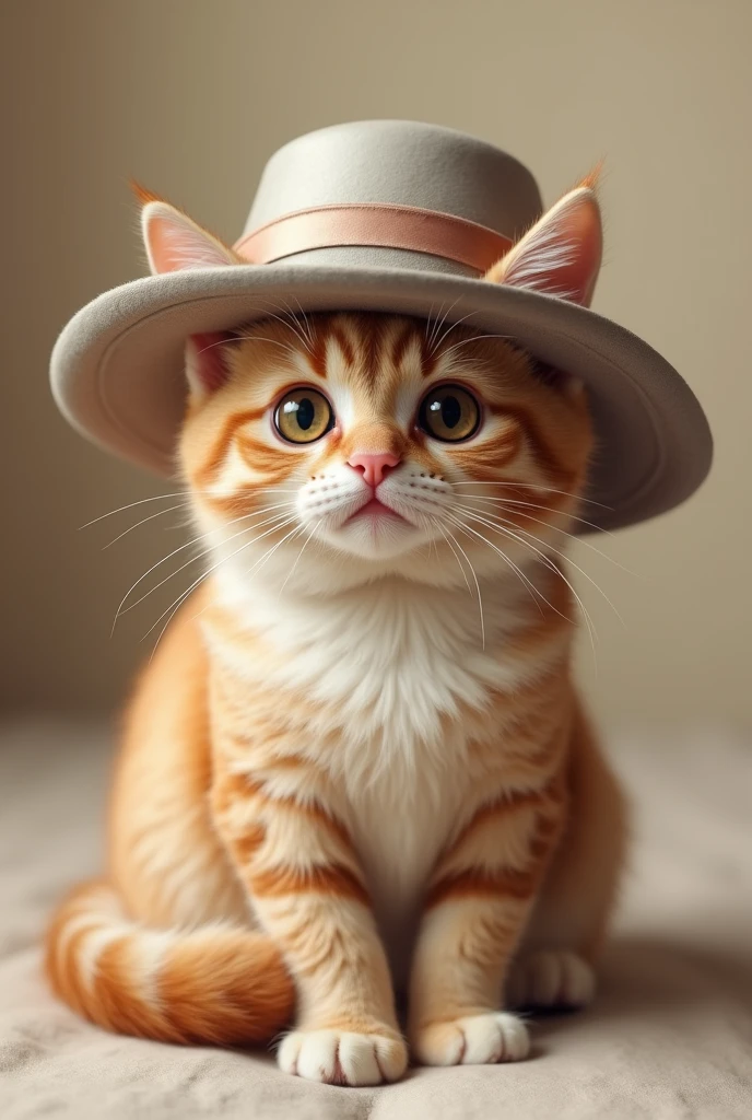 Cat silk hat sit cute