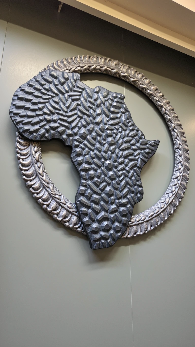 Visage, Africa map, wreath