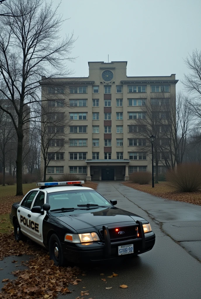 I want police in front of an abandoned hospital