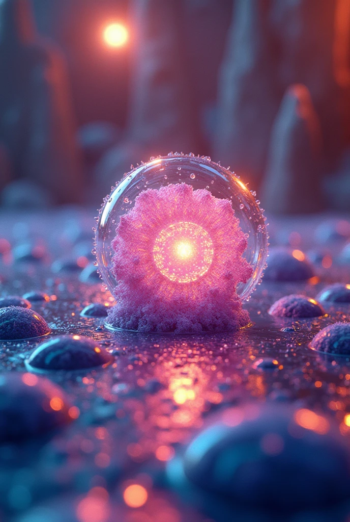 An ultra-realistic digital painting capturing The Amazing Digital Circus, featuring a central ferrofluid structure with glistening pearly dewdrops along its surface, exhibiting dynamic refraction and diffraction of light causing a myriad of colors, backlighting augmenting the fluid's sculpturesque form, dramatic lighting, ultra fine detail, octane rendering. rendered in Unreal Engine for a photorealistic effect. unforgettable impression, enhanced by volumetric lighting, auras, rays, with vivid color reflections