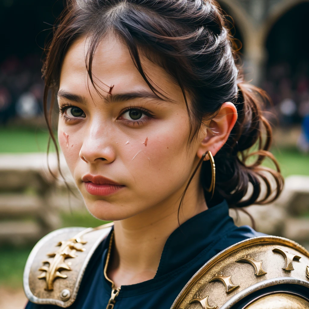 orc:1.2, 1boy, male focus, armor, scar, scars, green eyes, pointy ears, depth of field, outdoors, realistic:1.3, in a medieval arena, medieval, alloldrpgarts1 RpgRiftingInThe90s, extremely high quality RAW photograph, detailed background, intricate, Exquisite details and textures, highly detailed, ultra detailed photograph, warm lighting, 4k, sharp focus, high resolution, detailed skin, detailed eyes, 8k uhd, dslr, high quality, film grain, Fujifilm XT3,