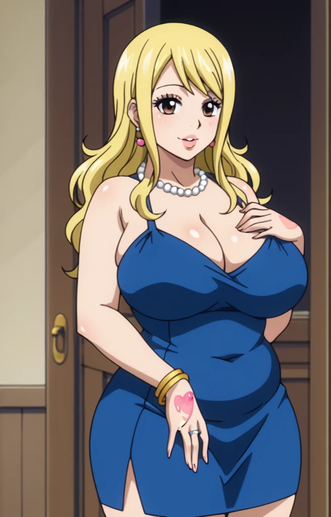 Lucy,Big breast,Plump,Curvy figure,Golden bracelet,Professional make up,Long wavy
hair,Half open eyes,pearl necklace,Hoopa earring,Mature,plump,Sleeve thin Classy dress,Cleavage,Wedding ring,Eyeshadow,Glossy lips,Dandy old man wearing matching ring with lucy standing beside lucy and getting intimate with her,Family photo,Enchanced breast