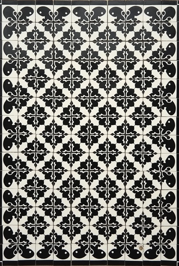 turkish floor tile design black and white
