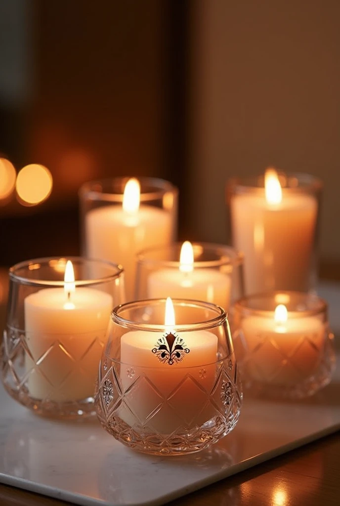 Oval shape Luxury scented candles in crystal jar 
