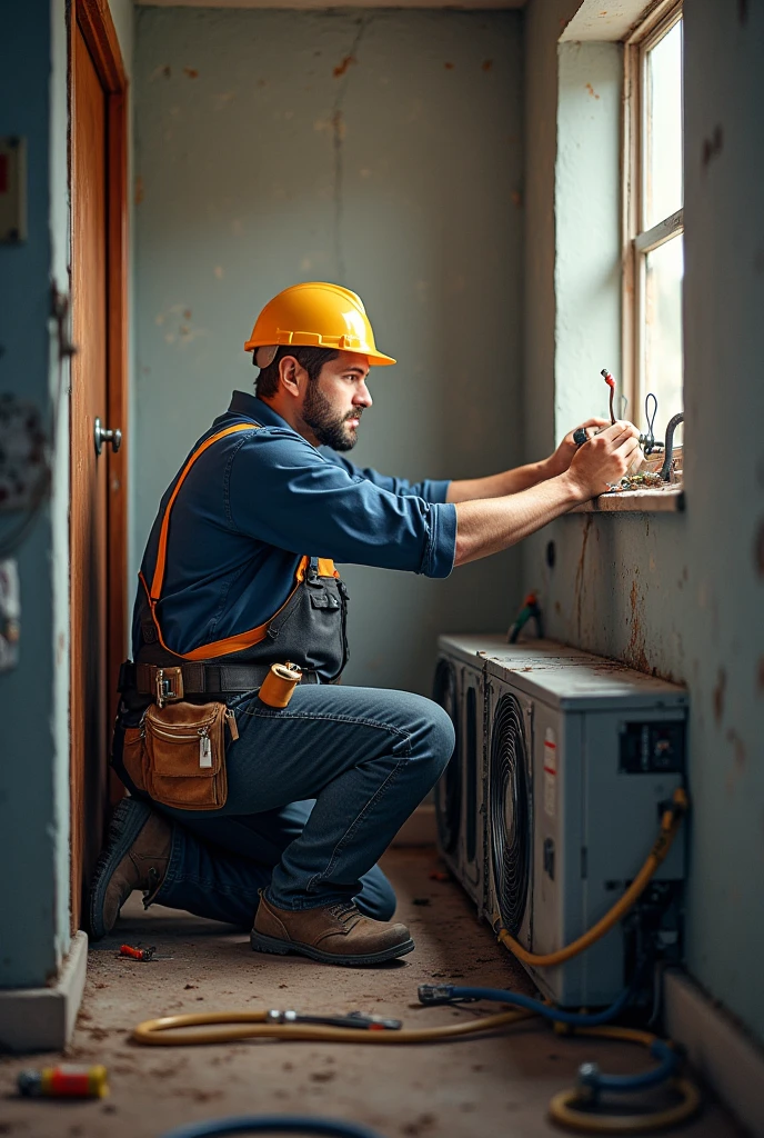 Electrician air condition aggregate installer 
