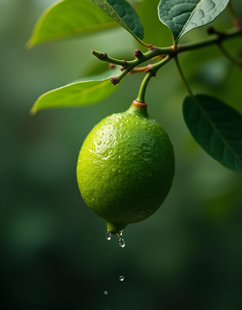 beautiful wild nature with lime on background, and some drops of water