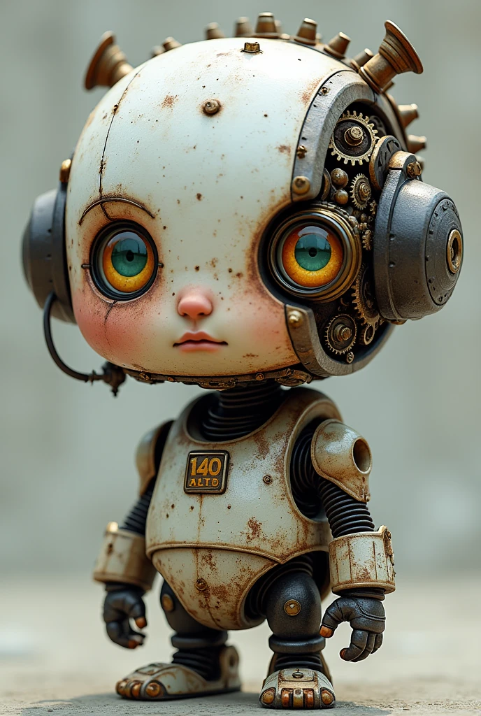 Breve with gears and a half robot face 
