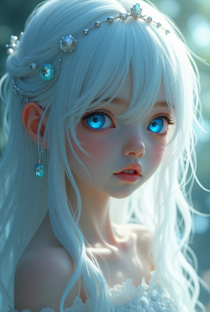 Girl, white hair, blue eyes