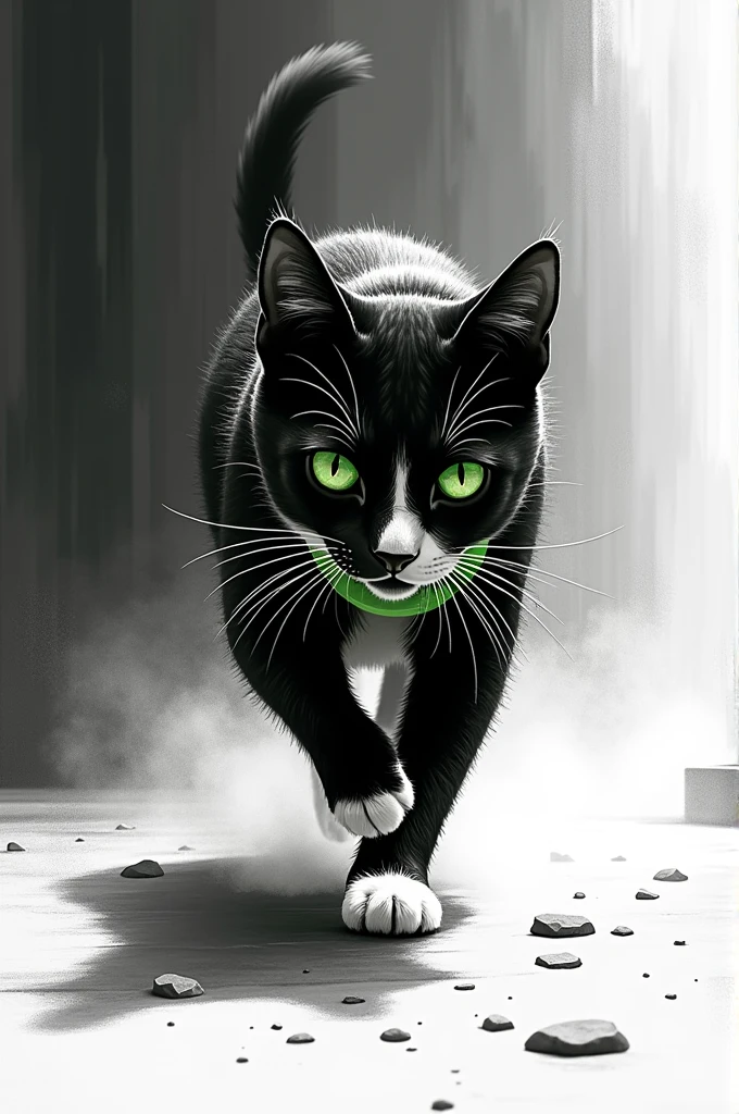 Black and white cat with green collar run over