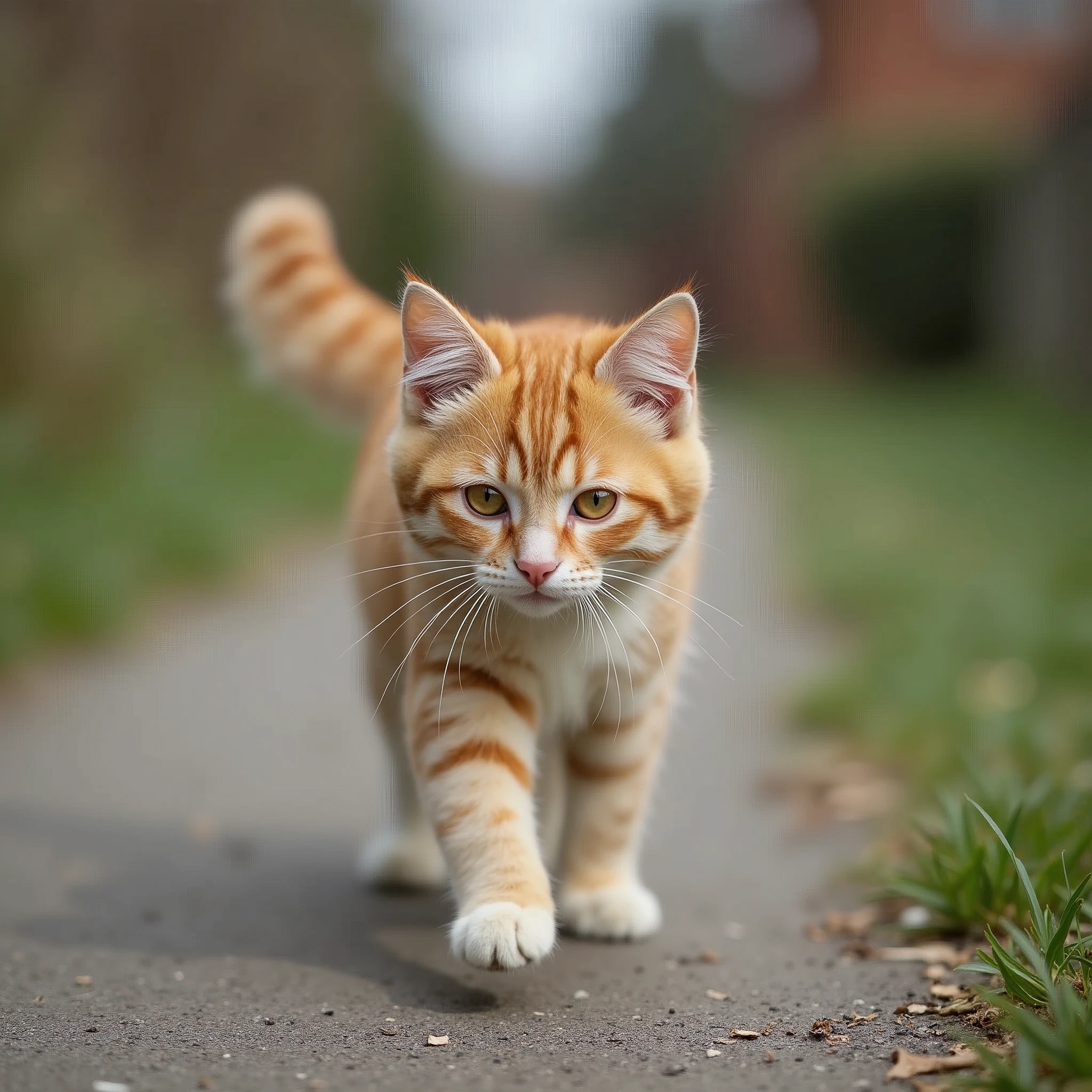 Cute cat walking towards me