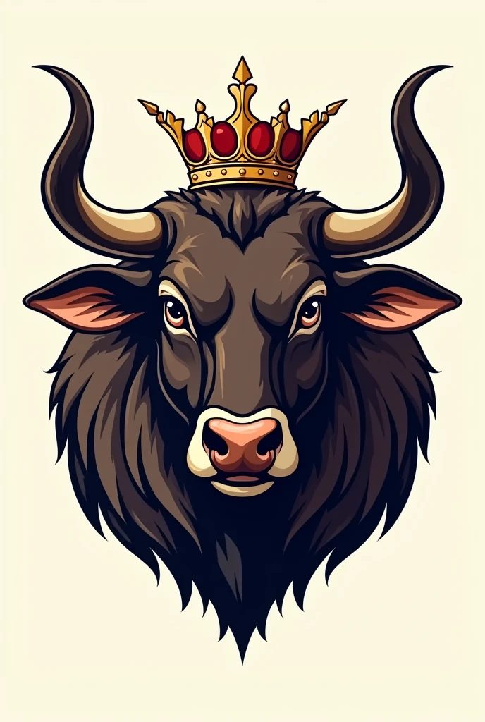 An kangeyam bull from south indian logo head only with a crown