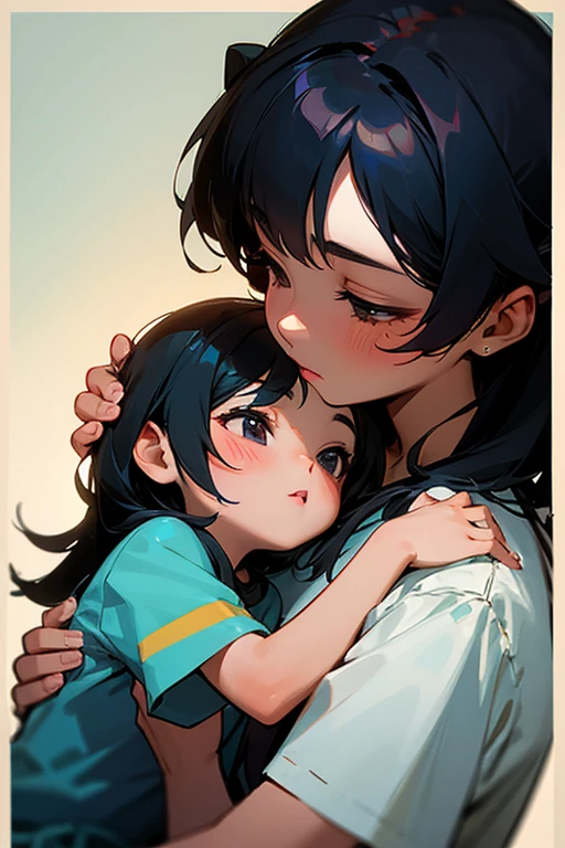 filipina mom, daughter, kissing