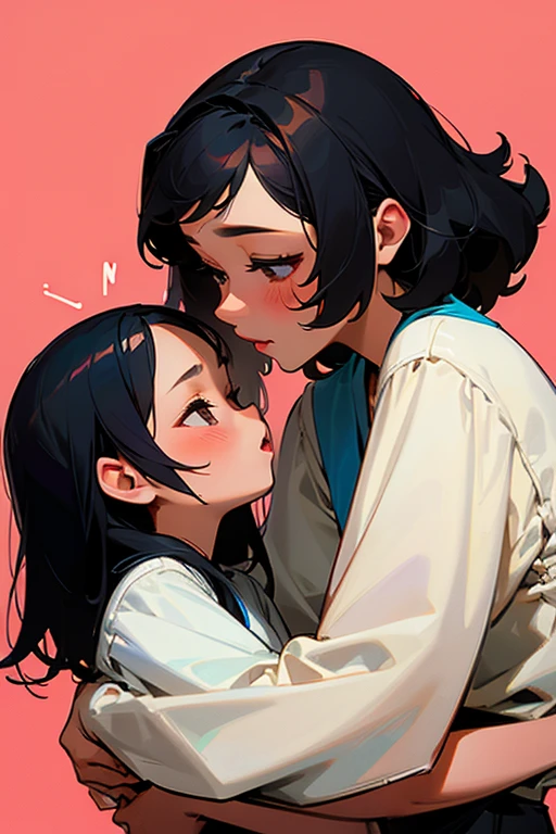 filipina mom, daughter, kissing