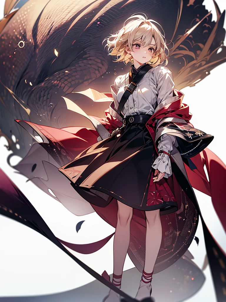 1 girl,beautiful, masterpiece, Highest quality, White Background,kazuya takahashi, Concept Art, blonde,short hair