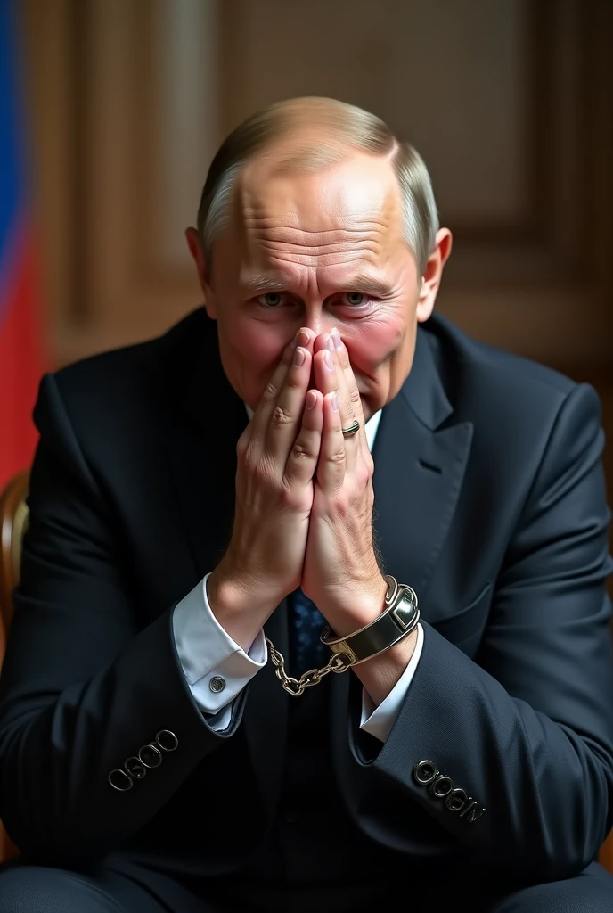President Putin is crying and sitting in handcuffs